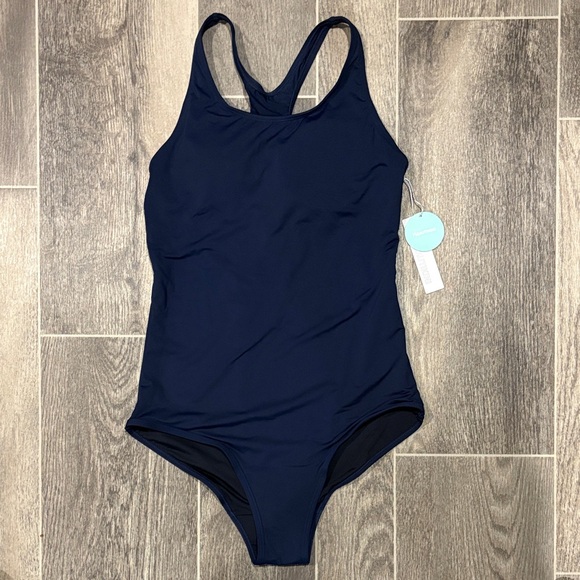 Classic Navy One-Piece Period Swimsuit - Picture 5 of 6